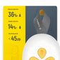 Medela Solo single electric breast pump showcasing 36% volume reduction, 14% weight reduction, and running sound under 45dB. Features compact motor unit with yellow control buttons and gray carrying strap.