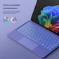 Close-up of the Microsoft Surface Pro keyboard with blue seven-color backlighting, offering three adjustable brightness levels for comfortable typing in low-light environments, ideal for night work or travel.