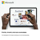 Hands using the Microsoft Surface Slim Pen 2 to annotate a digital moodboard on a Surface tablet. The redesigned nib offers smooth, accurate control for creative tasks like branding, design collaboration, and note-taking.
