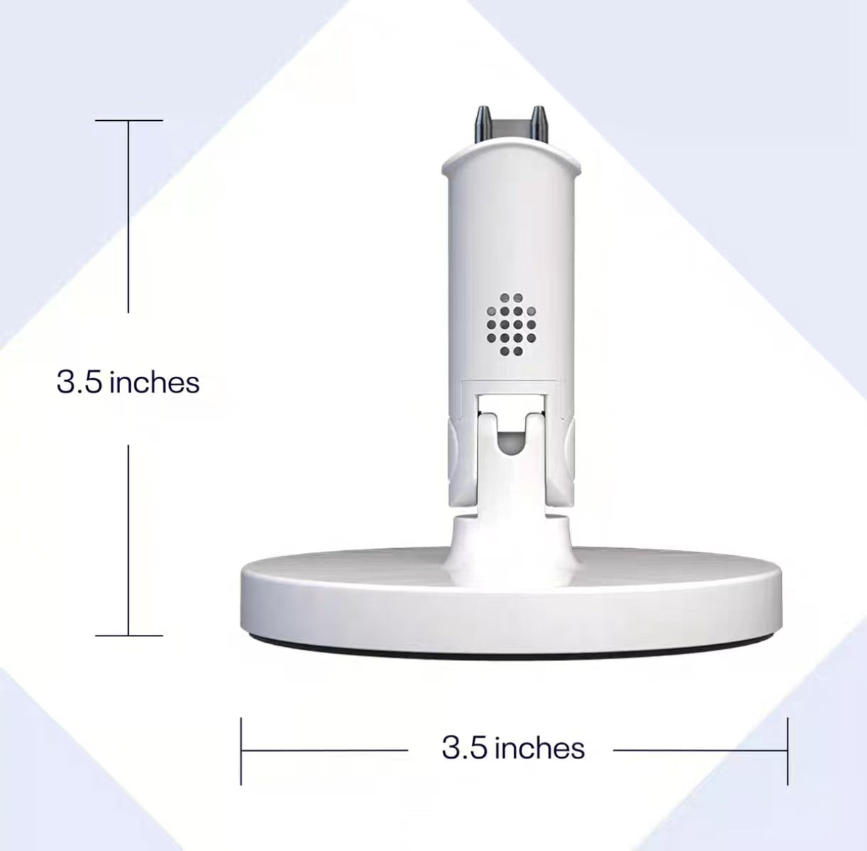 Dimensions of Nanit Pro flex stand: 3.5 inches tall and 3.5 inches wide, compact and adjustable base for stable positioning on nightstands or shelves