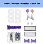 Narwal Freo Z10/Z10 Ultra advanced accessory kit – includes 8 mop pads, 2 side brushes, 1 main roller brush, 2 HEPA filters, 2 dust bags, and 2 filter caps – complete replacement parts set for robot vacuum