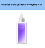Front view of the Narwal Floor Cleaning Solution bottle, a 600mL concentrated detergent designed for use with Narwal S30Pro, S30, and S20 Pro wet-dry robotic vacuums. The sleek white bottle features a purple gradient label with a precision pour spout, highlighting its safe, pet-friendly formula ideal for hardwood, tile, and laminate floors.