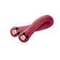 A red plush OSIM uSnooz massage wrap featuring Minnie Mouse faces on both ends. The soft, wearable neck pillow is designed for comfort and relaxation, ideal for travel or home use.