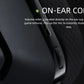 Detailed shot of the G535 ear cup, showing the textured volume roller and flip-up microphone for quick muting.