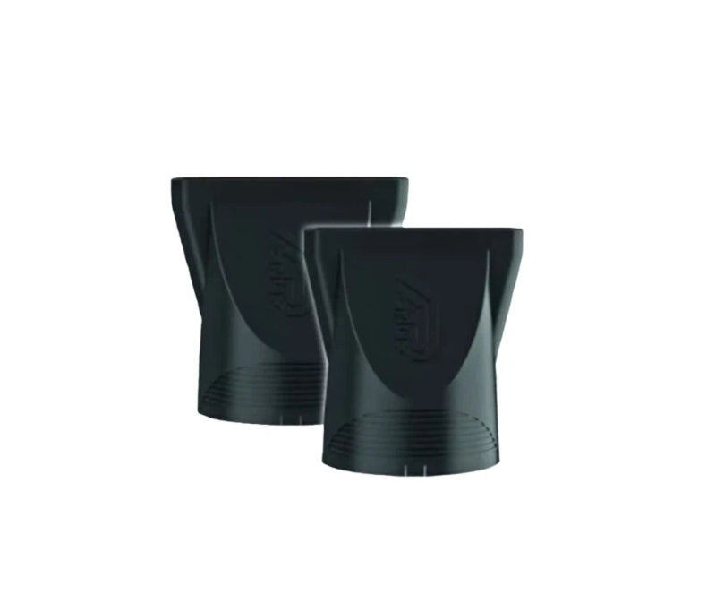 Two black Parlux concentrator nozzles for focused airflow, ideal for sleek blowouts and precise hair styling with the Advance Light hair dryer.