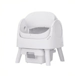  PetPivot automatic cat litter box in all-white finish — sleek, modern design with open-top cradle, built-in sifter, and odor-sealed waste bin