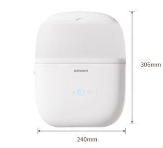 Dimensions of Petwant smart pet feeder: 306mm height and 240mm width – compact size suitable for wall mounting or placement in cages and small spaces