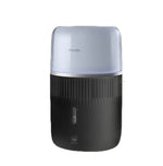 Philips 5000 Series mist-free humidifier in black, compact design with blue ambient light and vertical grille