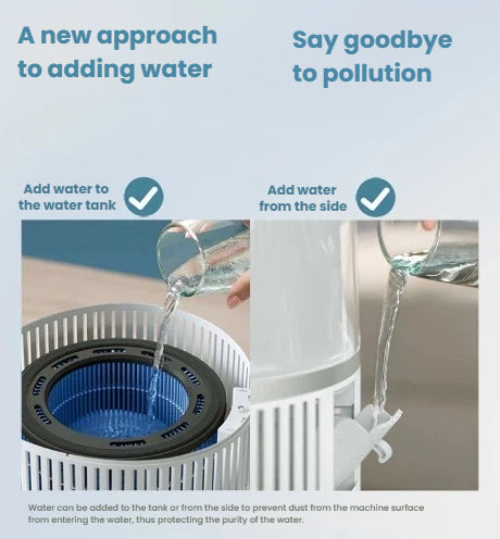 Philips 5000 Series humidifier with side water refill option to prevent dust contamination, protecting water purity and hygiene