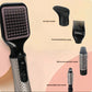 Philips Advanced Air Styler complete set with five attachments: air inlet nozzle, incremental hair comb, retractable hair comb, 38mm curved hair comb, and 30mm round brush for versatile styling.