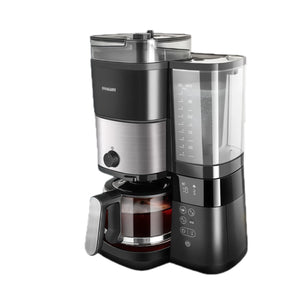 Philips HD7900-50 coffee machine with a transparent coffee pot and a豆hopper filled with coffee beans.