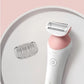 Philips Lady Shaver BRL146 highlighting smooth shave, soft comfort, and dry/wet use capabilities.