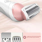 Close-up of Philips Lady Shaver BRL146's pearl-like comb teeth for skin-friendly shaving.