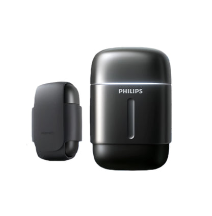 Philips Series 700 On the Go Electric Shaver S792 displayed with its compact charging case.