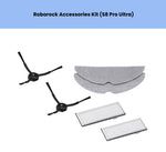 Essential upkeep kit for Roborock S8 Pro Ultra robot vacuum, containing 2 side brushes, 2 microfiber mop pads, and 2 high-efficiency HEPA filters for quick, hassle-free maintenance.