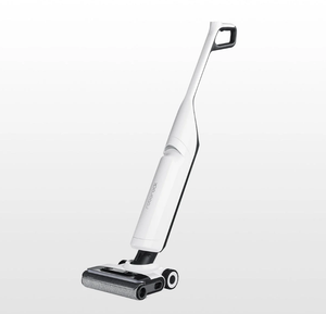 A full product shot of the sleek, white Roborock Flexi Pro cordless hard floor cleaner, highlighting its modern and ergonomic design on a clean studio background.