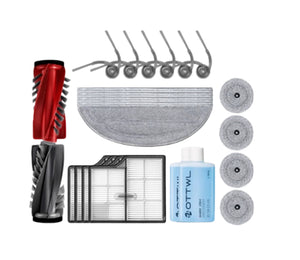Complete Roborock Saros Z70 accessory kit including main roller brushes, side brushes, HEPA filters, washable mop pads, and cleaning solution bottles – compatible replacement parts for Roborock  Saros Z70 robot vacuum