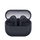 The graphite Samsung Galaxy Buds3 FE wireless earbuds resting inside their open charging case, viewed from the front.
