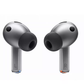 A close-up of the left and right Samsung Galaxy Buds3 Pro earbuds in graphite, detailing their ergonomic shape and comfortable silicone eartips for a secure fit.