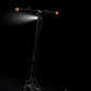 The Segway F2 KickScooter's all-around lighting system, featuring a bright front headlight, integrated turn signals on the handlebars, and a rear brake light for maximum visibility.