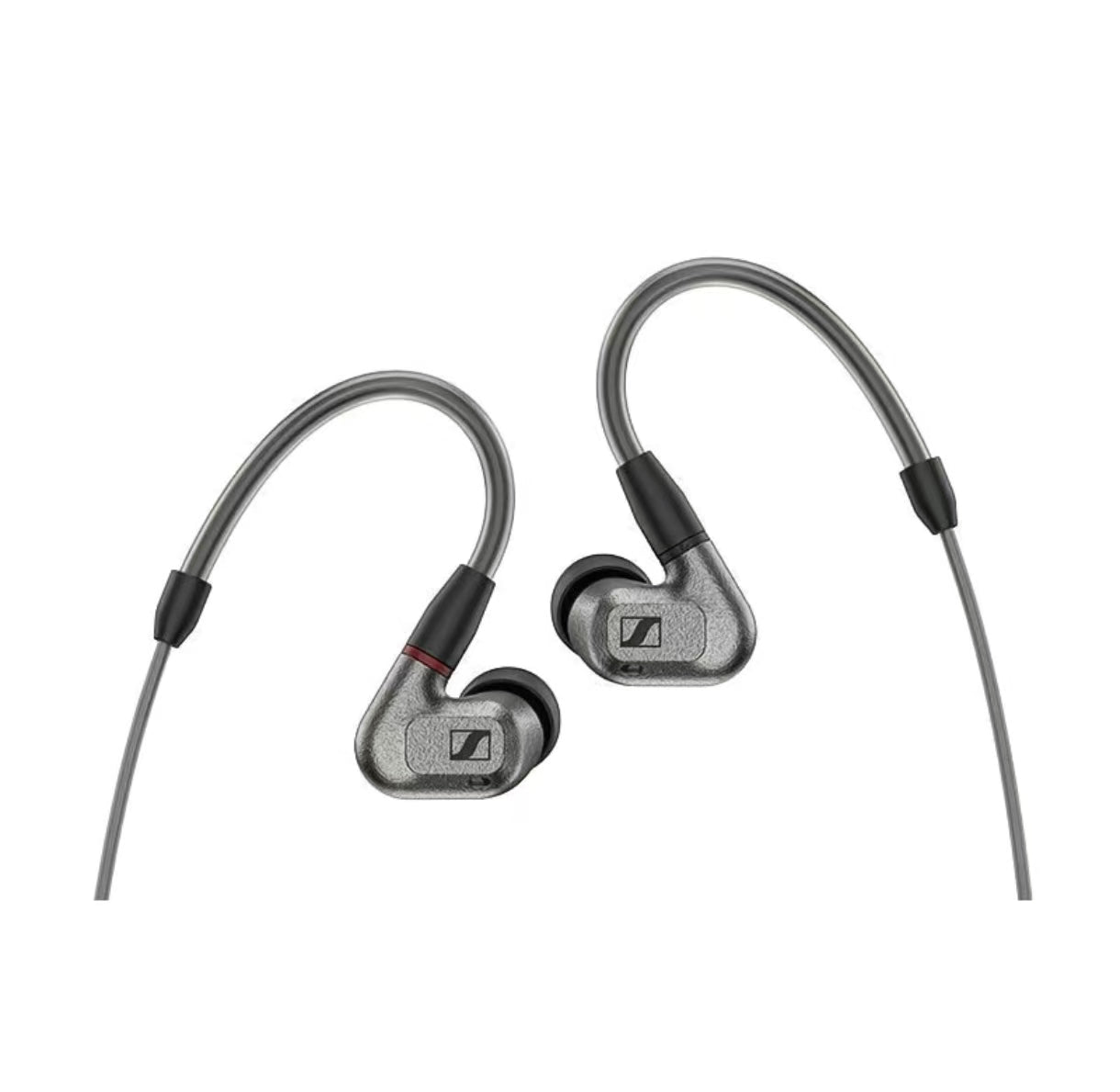 Front view of Sennheiser IE 600 in-ear wired headphones in silver — featuring a premium metal housing and ergonomic design for audiophile-grade sound.