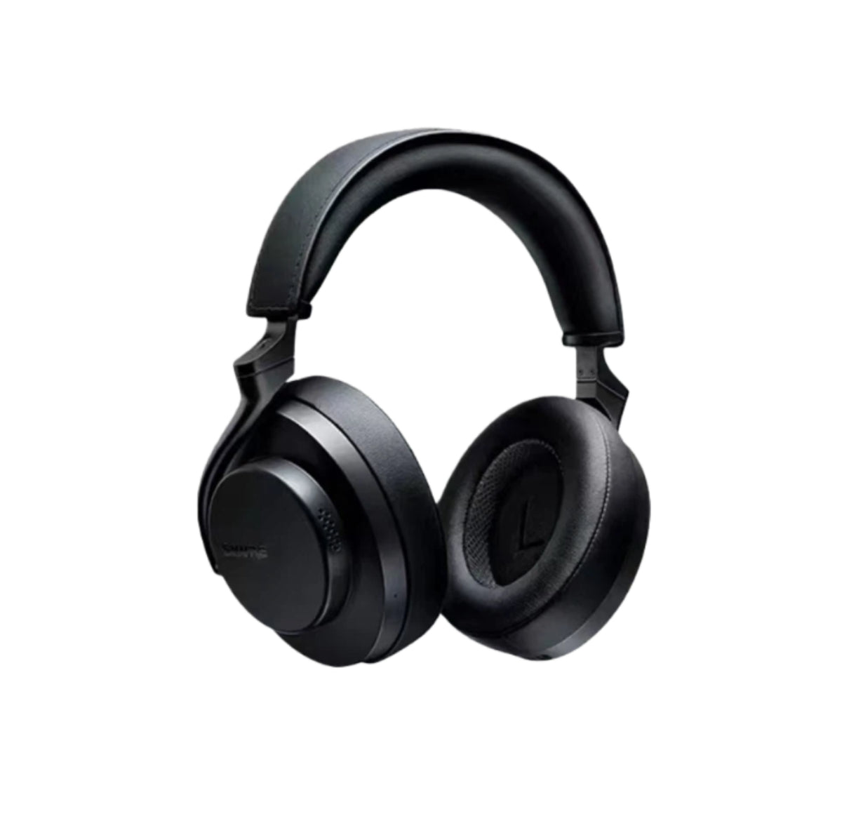 Front view of Shure AONIC 50 Gen2 wireless noise-cancelling over-ear headphones in black, showcasing sleek build, premium materials, and modern audio technology.