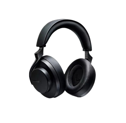 Front view of Shure AONIC 50 Gen2 wireless noise-cancelling over-ear headphones in black, showcasing sleek build, premium materials, and modern audio technology.