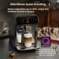 Philips EP5541 espresso machine with a chessboard in the background, emphasizing its quiet grinding technology and noise reduction