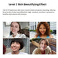  Four-panel portrait grid demonstrating Sony ZV-1F’s three-level skin-smoothing effect for natural vlogger skin tones.