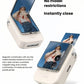 TELESIN magnetic carrying case with flip phone attached. Shows both open and closed positions—transforming the phone into a retro-style instant camera with built-in pocket printer functionality.