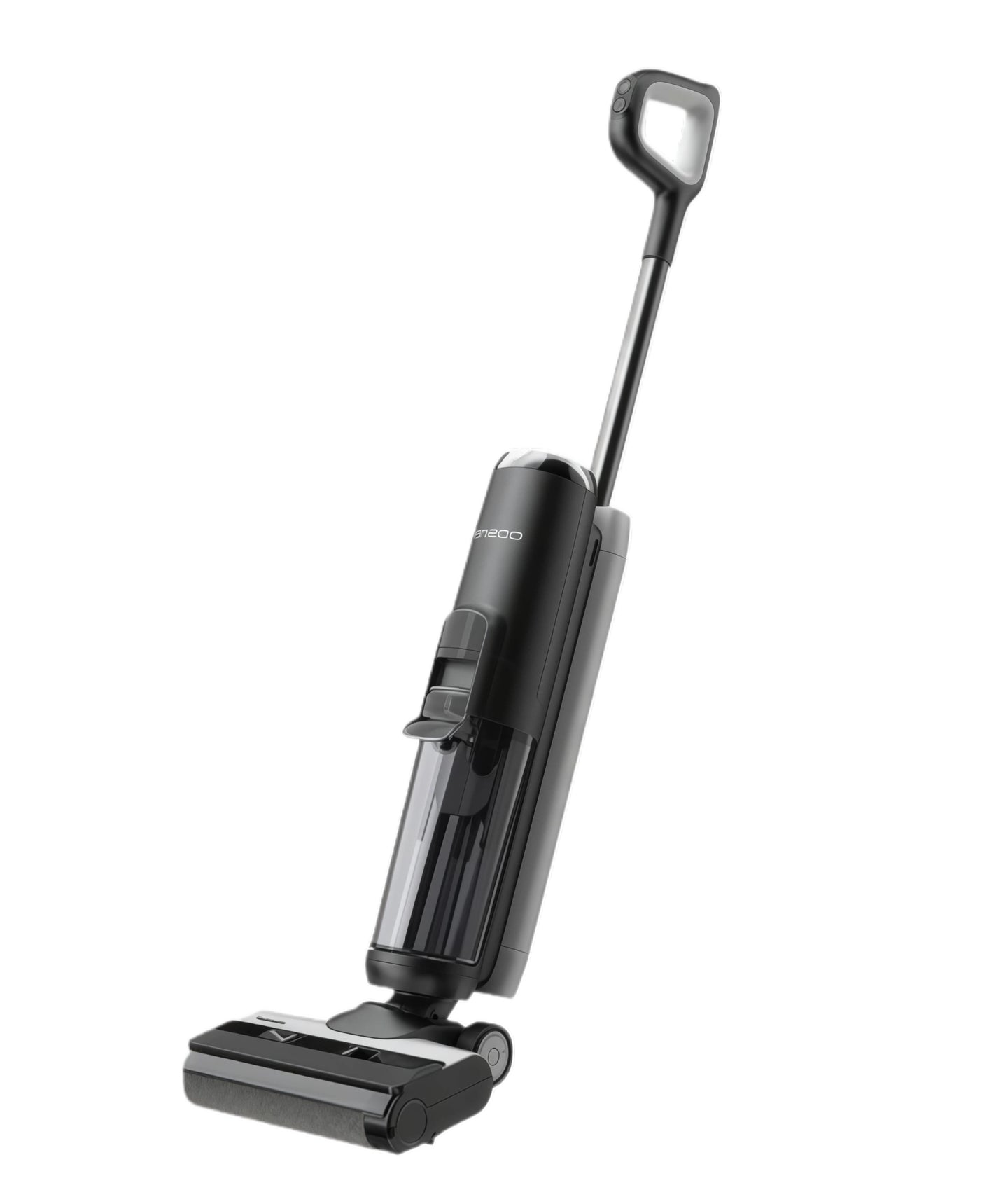 A studio product shot of the Tineco FLOOR ONE S5 PLUS smart wet dry vacuum, showcasing its sleek black and silver design and ergonomic handle.