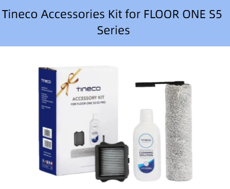 Tineco FLOOR ONE S5 Series Accessories Kit – Includes 1 Mopping Pad, 1 HEPA Filter, 1 Cleaning Solution Bottle, and Original Packaging