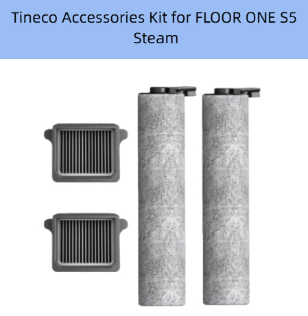 Tineco FLOOR ONE S5 Steam Accessories Kit – Includes 2 Grey Microfiber Mopping Pads and 2 Black HEPA Filters for Robot Mop