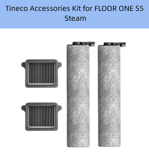 Tineco FLOOR ONE S5 Steam Accessories Kit – Includes 2 Grey Microfiber Mopping Pads and 2 Black HEPA Filters for Robot Mop