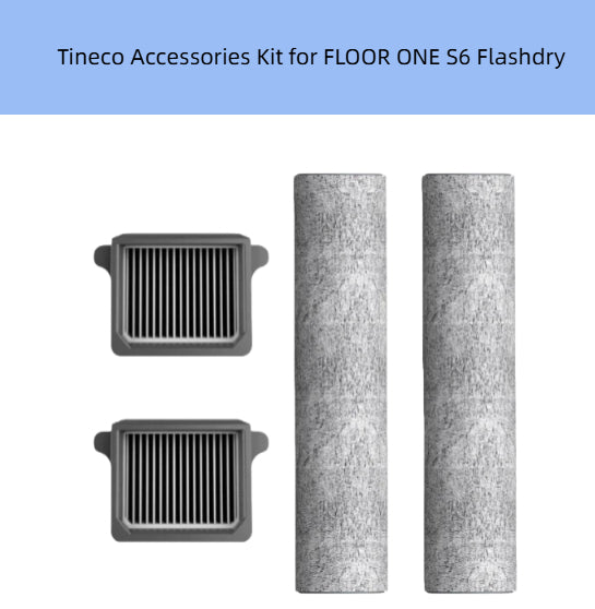 Tineco FLOOR ONE S6 Flashdry Accessories Kit – Includes 2 Grey Microfiber Mopping Pads and 2 HEPA Filters