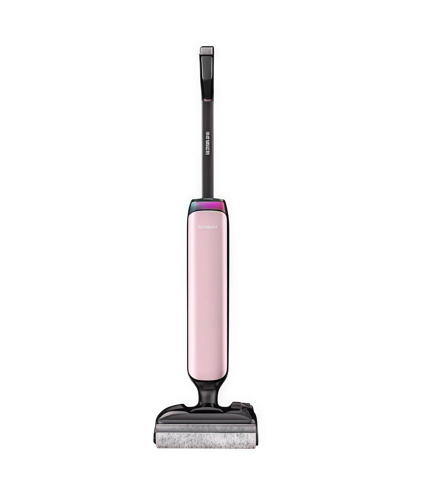 A front-facing studio shot of the Tineco FLOOR ONE S7 Artist cordless  vacuum and mop, displaying its elegant pink and black design and the soft roller brush head.