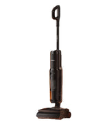 A studio product image of the Tineco FLOOR ONE S7 Steam smart wet dry vacuum cleaner, highlighting its sleek, modern design and dark brown finish.