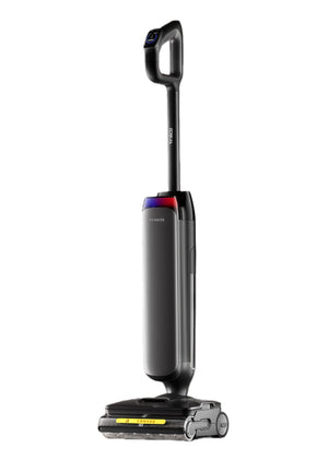  The Tineco FLOOR ONE S9 Artist, a sleek and modern steam wet dry vacuum cleaner, is shown from the front, highlighting its advanced design for powerful home cleaning.