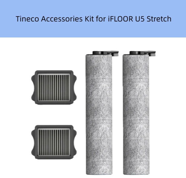 Tineco iFLOOR U5 Stretch Accessories Kit – 2 Grey Microfiber Mopping Pads and 2 Black HEPA Filters for Robot Mop