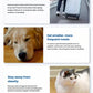 Collage showing traveler with suitcase, resting golden retriever, and chubby cat—illustrating how the Dogness F10 feeder supports timed meals for travel, seniors, and obesity prevention.