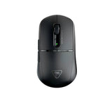 Top-down studio shot of the Turtle Beach Burst II Pro wireless gaming mouse in black. Featuring a minimalist design with a textured scroll wheel, two side buttons, and a green LED indicator, this high-performance mouse delivers precision and style for gamers and professionals alike.