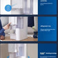 A collage showcasing the user-friendly design of the Philips water dispenser, including the safe child lock for protection, an adjustable lifting drain tray, and a 180-degree rotating body for easy access.