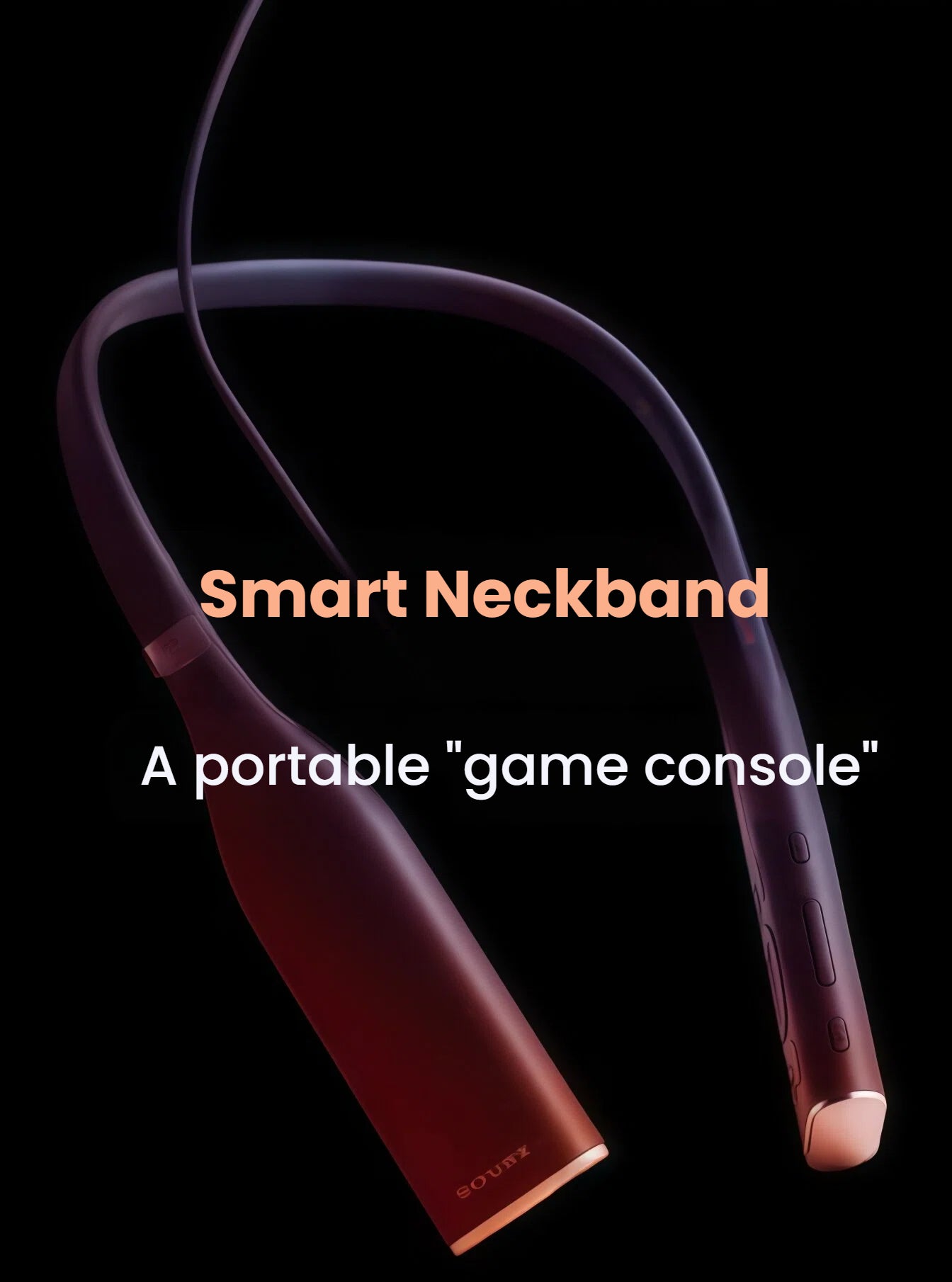 VITURE One Neckband glowing in red light, marketed as a “portable game console” for XR glasses.