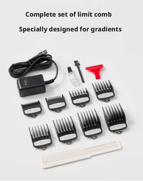 Wahl Cordless Legend Clipper with a complete set of limit combs for creating gradients.
