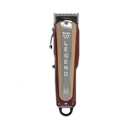 Wahl Cordless Legend Clipper with a sleek burgundy and gold design, highlighting its professional look.