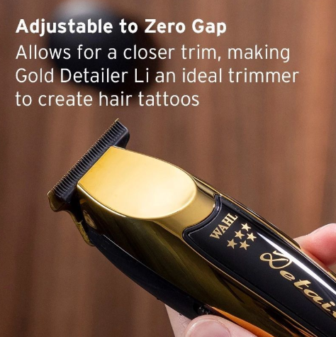Wahl Detailer-Wide Trimmer with adjustable blade for precise hair tattoo creation.
