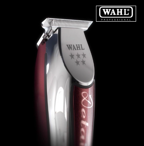 Close-up view of Wahl Detailer-Wide Trimmer showcasing its sleek design and 5-star rating.