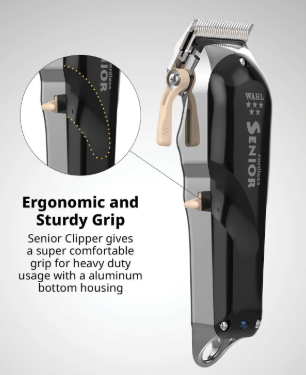 Wahl Senior Clipper's ergonomic and sturdy grip design for comfortable heavy-duty use.