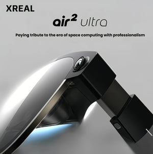  Macro shot of XREAL Air 2 Ultra’s aerospace-grade titanium hinge, showcasing 83 g ultra-light and 21 mm ultra-thin design.