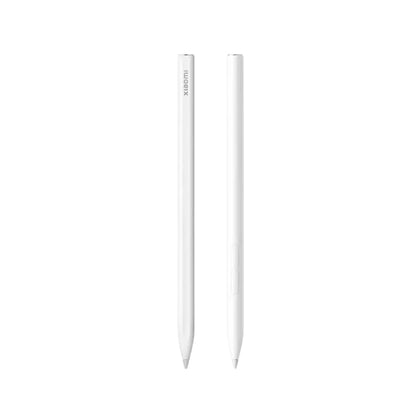 Front view of Xiaomi Inspiration Stylus 2nd Gen in white, showcasing clean lines and brand logo; ideal for drawing, note-taking, and precise touch input on compatible Xiaomi devices.